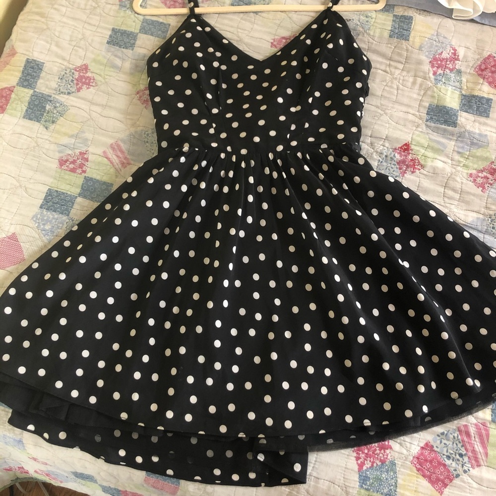 Black polka dot minidress 6 shore road